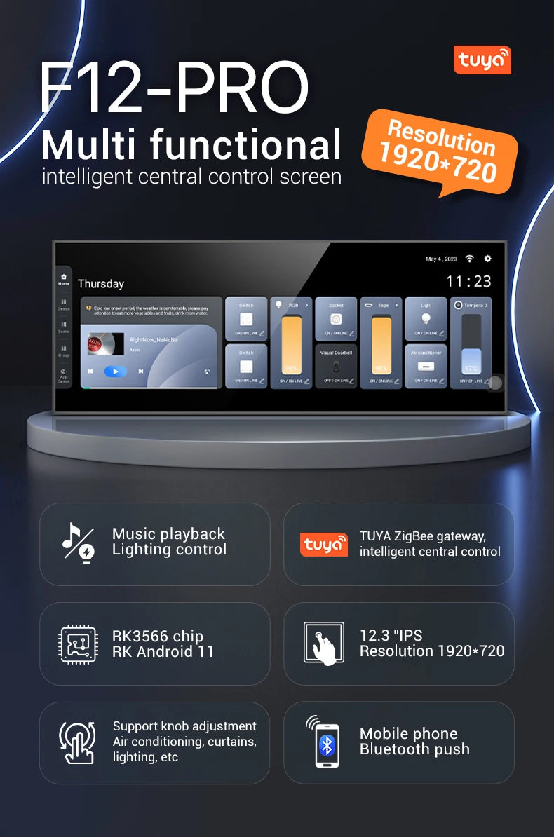 2025 New Tuya 12 Inch Touch Screen Smart Home Zigbee, Wifi Gateway With Music Background Function and Scene Control Panel