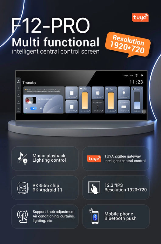 2025 New Tuya 12 Inch Touch Screen Smart Home Zigbee, Wifi Gateway With Music Background Function and Scene Control Panel