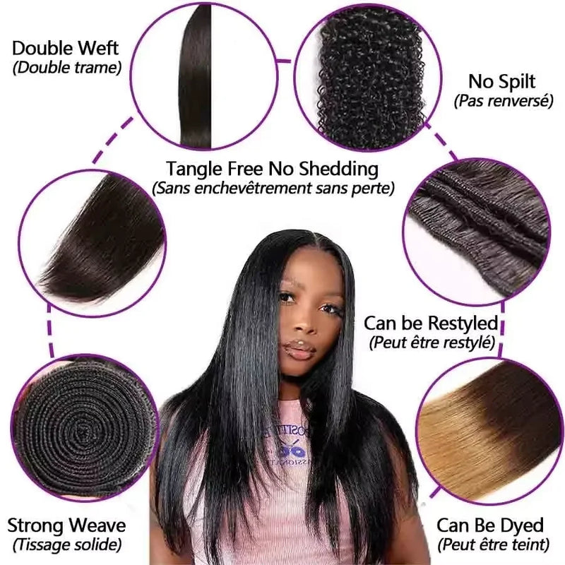 20 30 Inch Bone Straight 2 3 4 Bundles Brazilian Remy Unprocessed Human Hair Wavy Doule Drawn Straight Bundles Weave Extensions