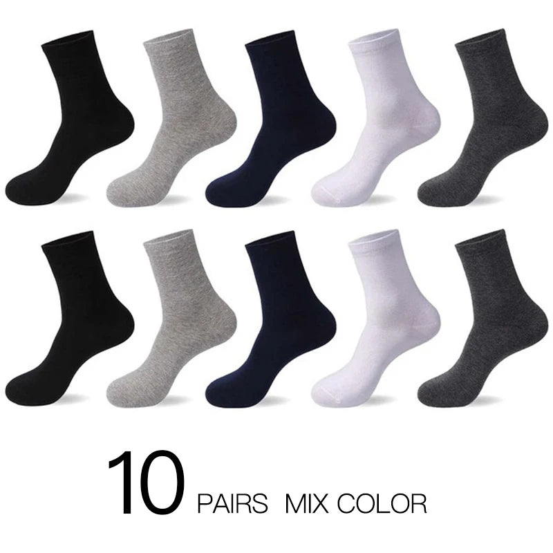 HSS 2023 Men's Cotton Socks New styles 10 Pairs / Lot Black Business Men Socks Breathable Spring Summer for Male US size(6.5-12)