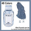60ml 48Colors Fountain Pen Ink Cartridge Writing Dip Pen Ink Refill Stationery School Supplies For JINHAO HONGDIAN MAJOHN