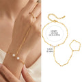 Luxury Minimalist Gold Plated Thin Chain Finger Ring Hand Bracelets for Women, Party Elegant Stainless - Visuel 22 | SAMAG