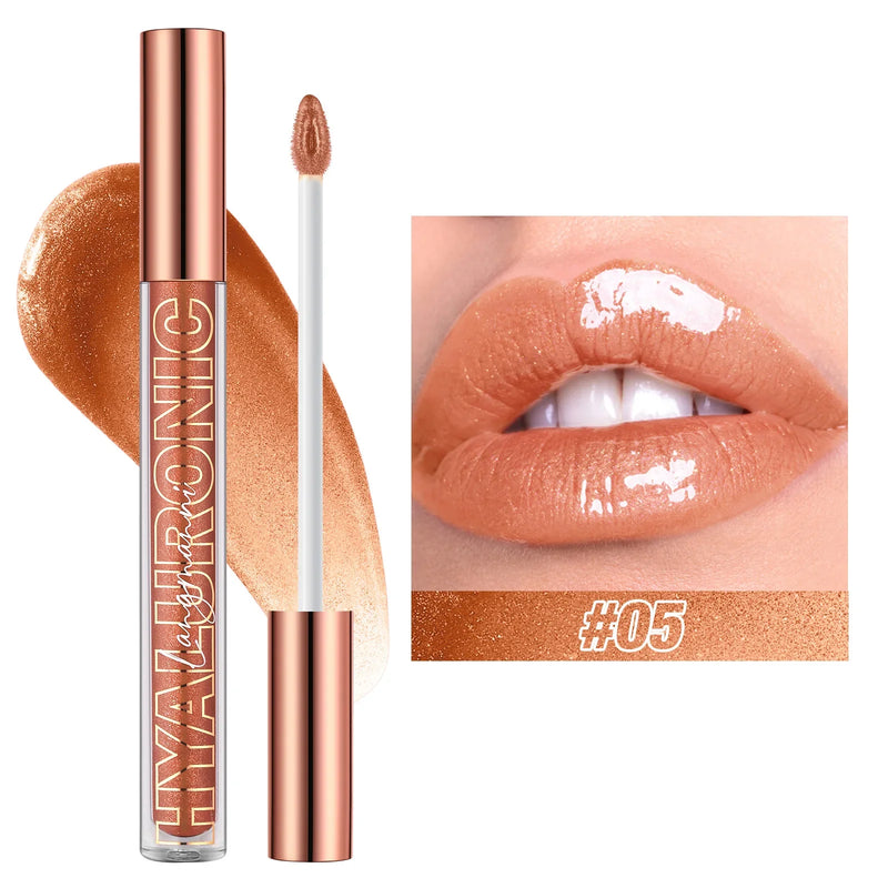 Pearlescent Glitter Plumping Lip Gloss Diamond Glitter Nude Pink Liquid Lipstick Shiny Glass Waterproof Sexy Lip Tint Lip Makeup
