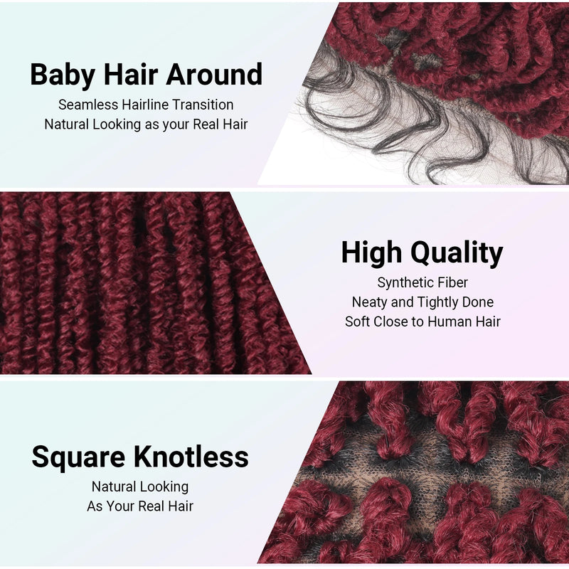99J Burgundy Knotless Box Braided Wig Synthetic Full Lace Front Braids Wig With Baby Hair Short Bob Braided Wigs for Black Women