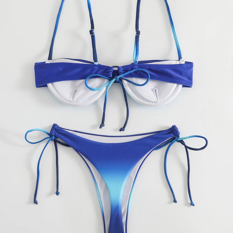 Sexy Tie Dye Print Push Up Bikinis Sets Two Pieces Side | SAMAG