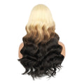 Red Black With Blonde Highlight 13X6 Lace Front Wig Body Wave Synthetic Glueless pre plucked With Baby Hair Lace Frontal Hair