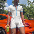 INCERUN Men's Bodysuits Patchwork Lapel Short Sleeve Button Male Rompers Playsuits Knitted Summer 2026 Casual Bodysuit For Man