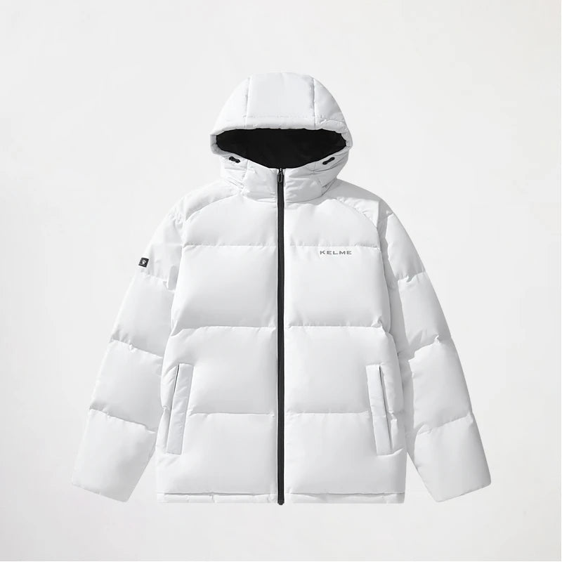 Kelme Short Down Jacket Men's Autumn And Winter Hooded Couple Warm Cotton Jacket Fashionable Outdoor Sports Thick Down Jacket