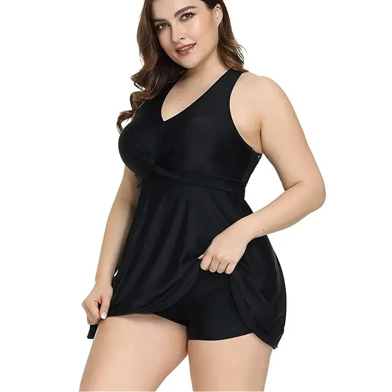 Women Summer Swimsuit Plus Size Swimdress Two Piece Cross | SAMAG