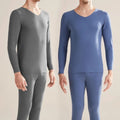 New Cashmere Silk Thermal Underwear Set Men's Non-marking Double-Sided Brushed Wool De Velvet Fall Coat and Pants Homewear