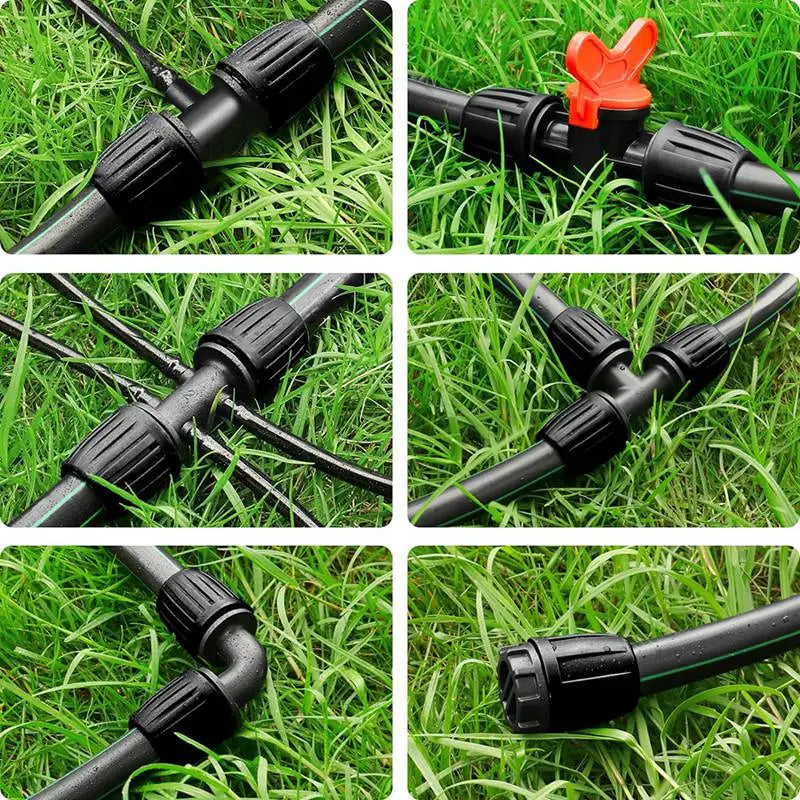 2~10Pcs 16mm PE Pipe Connectors Garden Watering Irrigation Joints Agricultural Irrigation Quick Connector Straight Elbow Tee