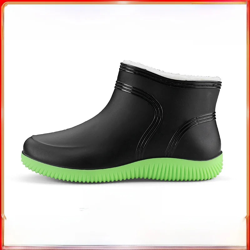 Men's Winter Fleece Lined Rain Boots Warm Cotton Work Safety Rubber Boots Outdoor Fishing Water Shoes Special for Delivery Ri...