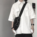 New Fashion Short Sleeve Shirt Women White Turn Down | SAMAG