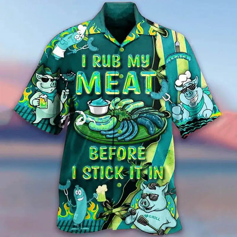 Summer Men's Beach Shirt Cartoon Fruit 3D Printed Cuban | SAMAG