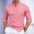 Men's stand-up collar white or black long-sleeved shirt | SAMAG
