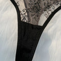 2-piece women's black comfortable lightweight bow semi transparent lingerie set ZA824057