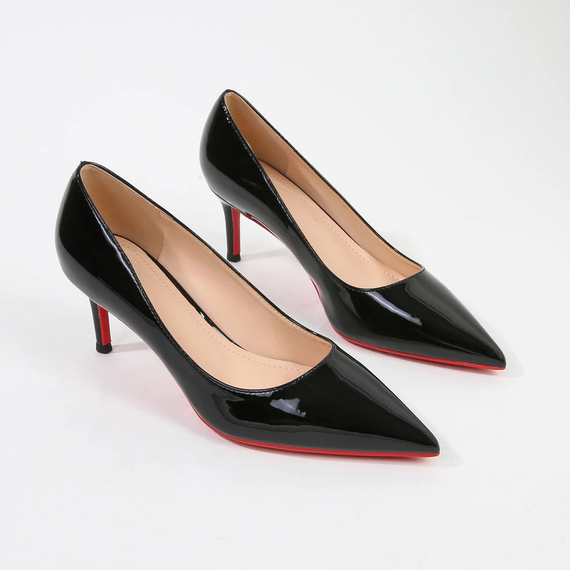 Nude black 6.5cm Stiletto Pumps Red Outsole Comfort Pointed Toe Thin High Heel For Women Workplace Evening Party Footwear