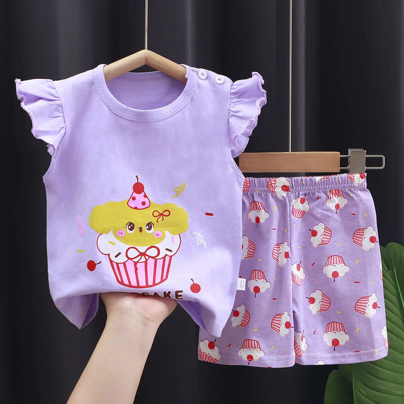 Baby Girls Clothes Sets For Kids Cartoon T - shirt+Short - View 8 | SAMAG