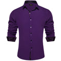 Men's Polyester Cotton Solid Black Shirts Long Sleeve | SAMAG