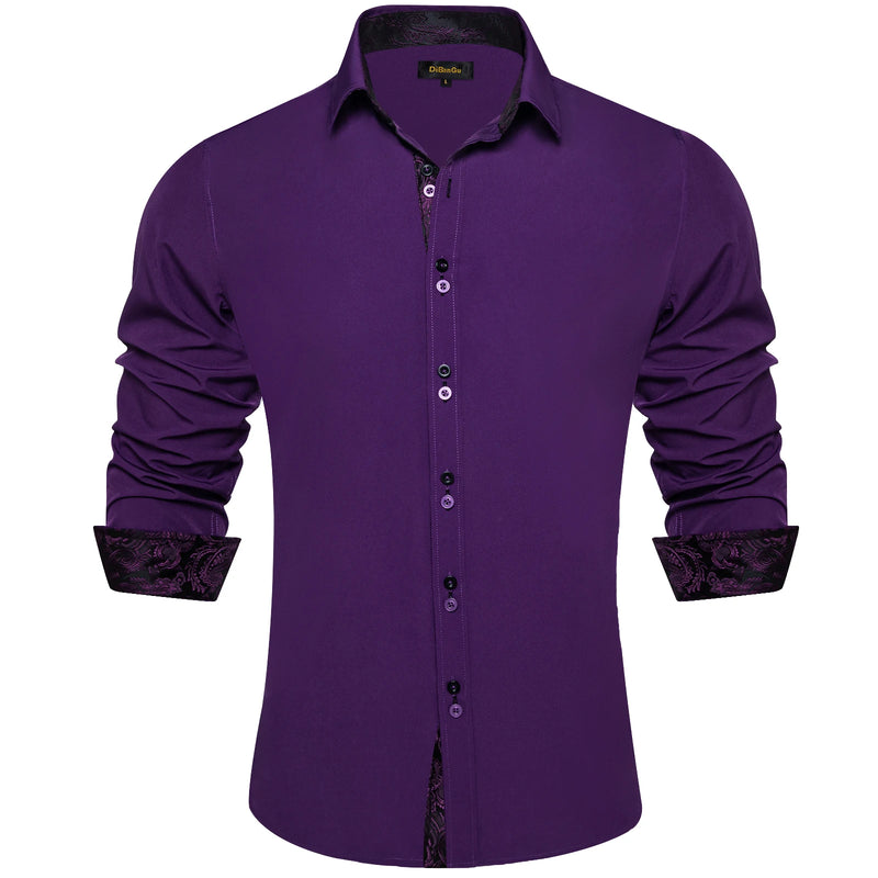 Men's Polyester Cotton Solid Black Shirts Long Sleeve | SAMAG