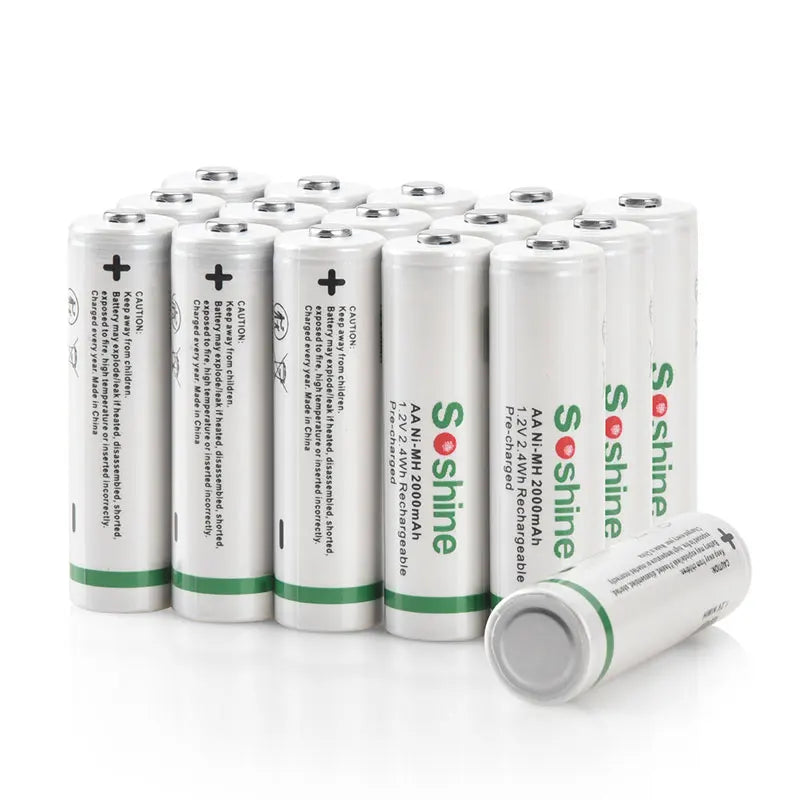 Soshine 1.2V AA Ni-MH Rechargeable Batteries 1.2V 2000mAh Supper Low Self Discharge Batteries for Flashlight Remote Control Toy