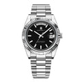 CORGEUT NH36 Mechanical Men's Watch Date of the Week Show President Chain Strap Steel Case Watch Threaded Arc Bezel Waterp