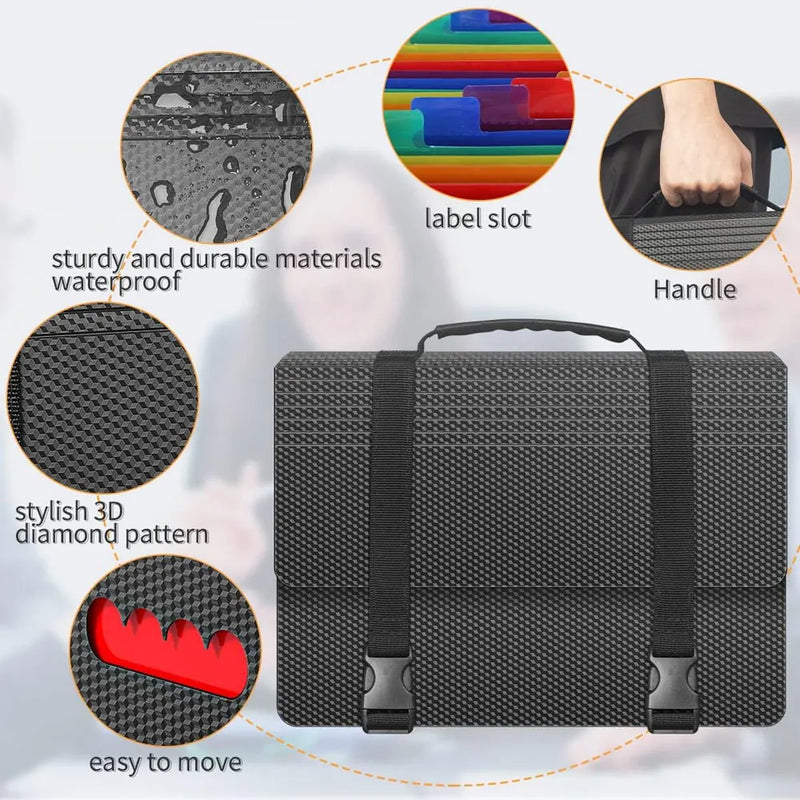 25 expandable document bags with handles, accordion-style document organizer, suitable for A4/Letter size documents.