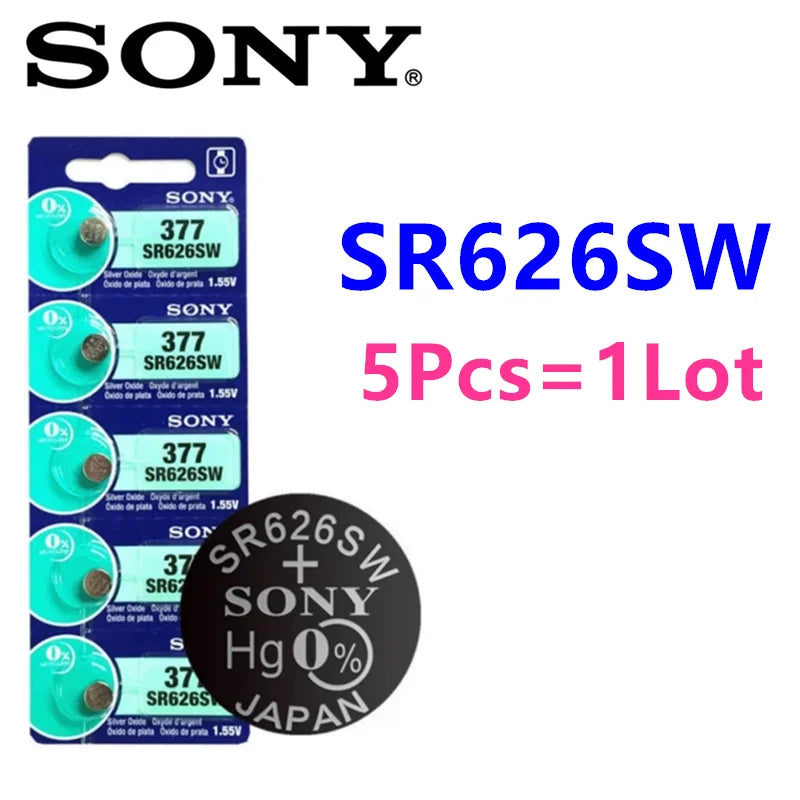 5Pcs Original Sony 337 SR416SW 364 SR621SW 371 SR920SW 377 SR626SW 379 SR521SW 395 399 SR927SW Button Batteria Coin Cells