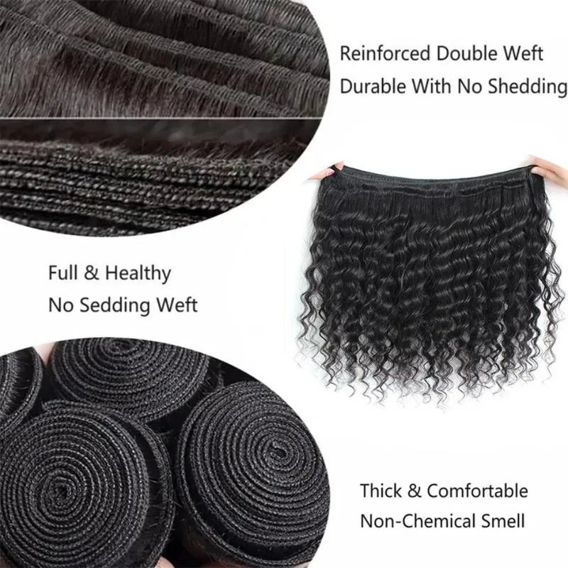 30 40 Inches Deep Wave 100%  Human Hair Bundles Remy Hair Extensions Unprocessed 1 3 4 Bundle Curly Natural Color Brazilian Hair