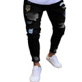 Men Jeans Solid Pockets Stretch Denim Straight Pants | SAMAG