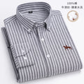 S~6XL Cotton Oxford Shirt For Men's Long Sleeve Plaid | SAMAG