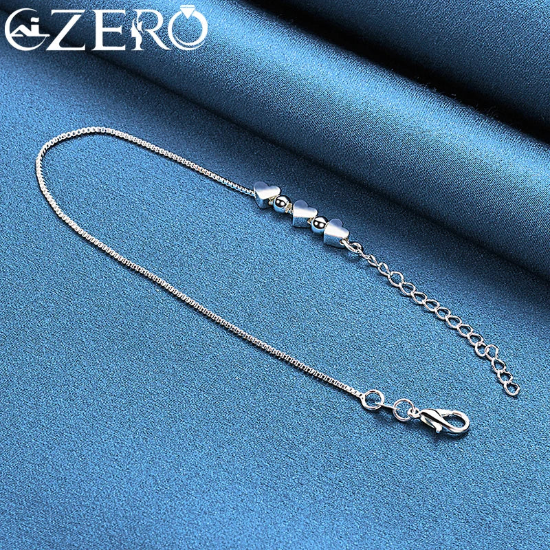 ALIZERO 18K Gold Bracelet 925 Sterling Silver Heart Beads Box Chain Bracelet For Women Fashion Charms Jewelry Wedding Gift