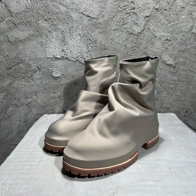 Men's High Top Shoes Platform Zip Leather Luxury Sneakers High Street Autumn Black Designer Boots