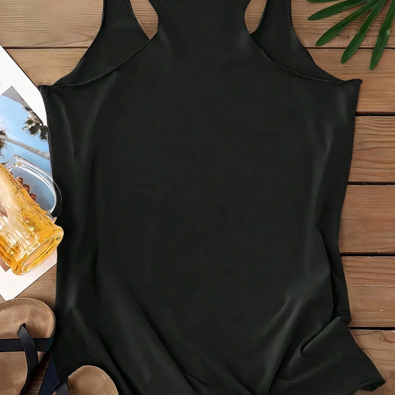 Women's sleeveless shirt, featuring a lotus pattern design and diagonal stripes on the back, is a casual style for summer