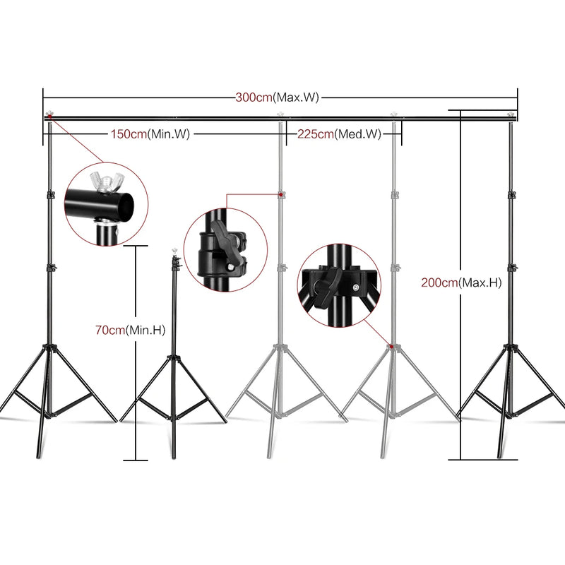 SH Photography Background Backdrop Stand Support Picture Canvas Frame System Kit With Carry Case For Muslin Photo Video Studio