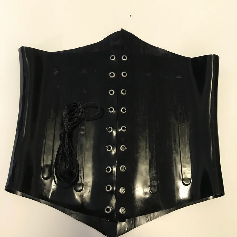Unisex Black 0.8MM Thicker Latex Waist Trainer Corset Steel Bone Fetish Body Custom Made