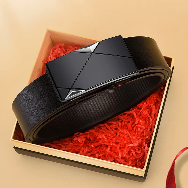 2pcs Trendy Retro Men's Automatic Buckle Belt Simple Fashion Men's Business Casual Belt High Quality Men's Clothing Accessories