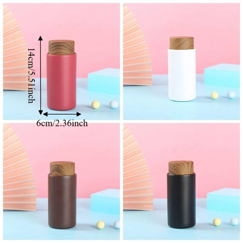 Cute Leak-Proof Stainless Steel Thermos Mug Mini 260ml Vacuum Insulated Cup Wood Grain Lid Portable Thermal Water Bottle Office