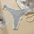Sexy Lace Thongs Panties Women Low Waist Rib G-String Panty Solid Color Cotton Briefs Breathable Female Comfortable Underwear