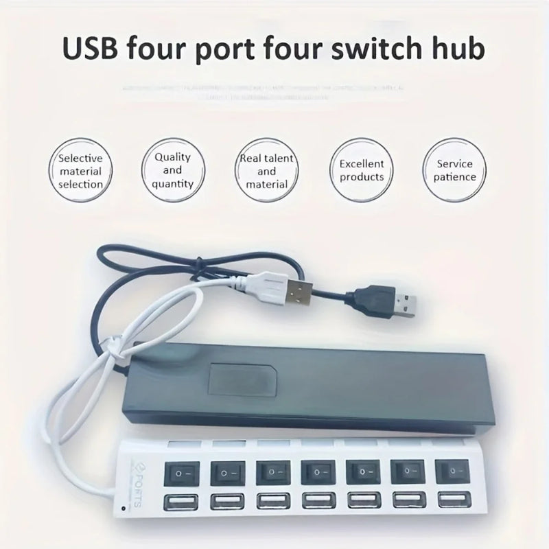 USB 2.0 Hub 4/7 Port Splitter Power Adapter With ON/OFF Switch Multiple Expander HUB For PC Laptop MacBook Desktop Accessories
