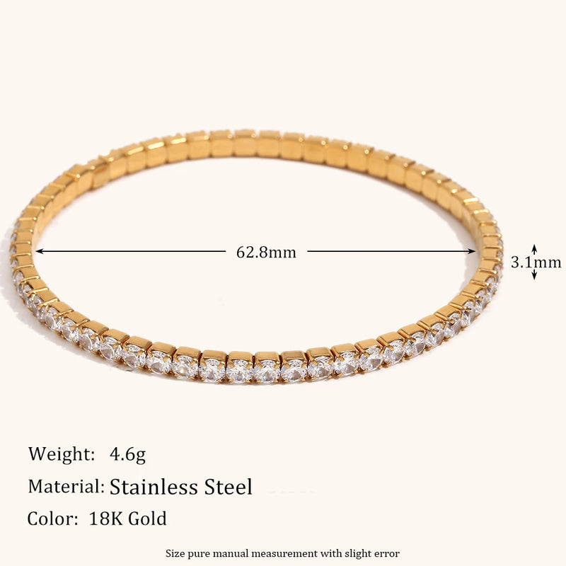 La.Muses Elastic Cubic Zirconia Stainless Steel Woman's Bracelet Fashion Luxurious Jewelry Party Accessories