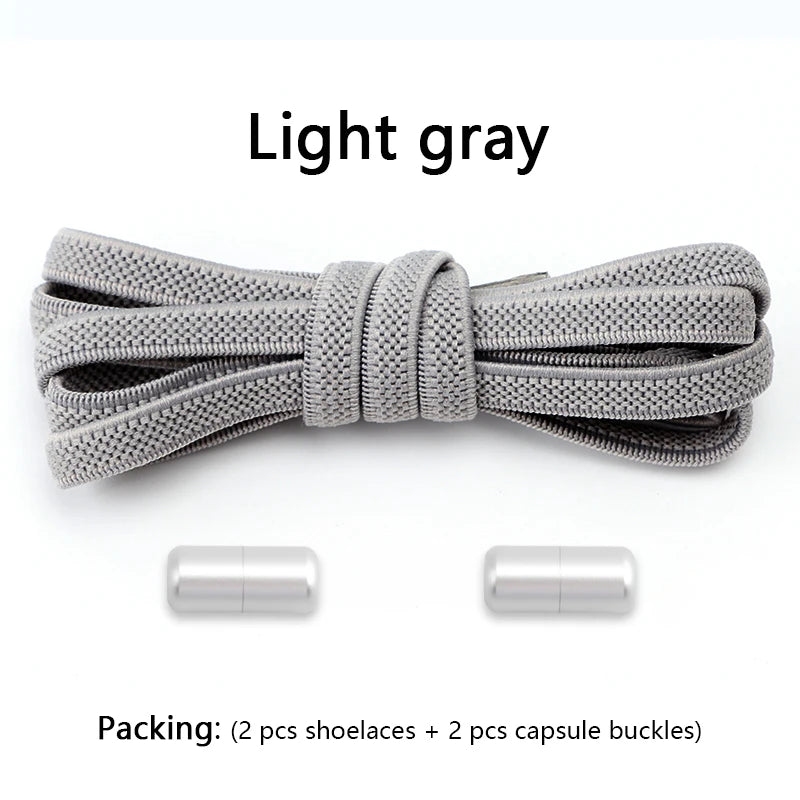 Flat Shoe Laces Without Ties Colored Matte Metal Lock Lazy Shoelaces for Men and Women Casual Shoes Elastic Shoelace 1 Pair