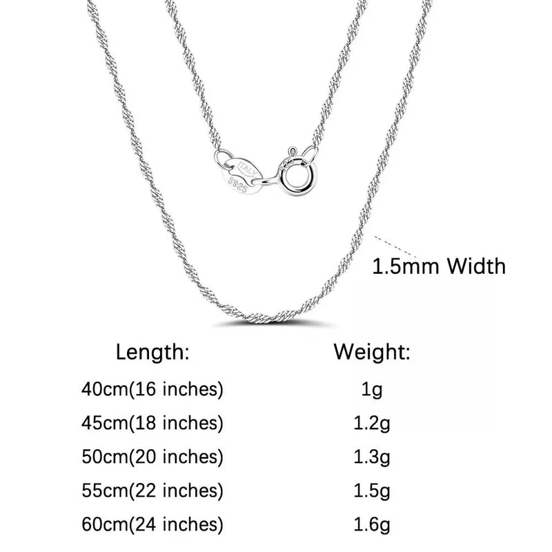 ORSA JEWELS 100% 925 Sterling Silver Link Chain Necklaces Minimalism Snake/Paperclip/Box/Figaro/Chopin/Cuban Chains 40-60cm