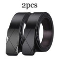 2pcs Trendy Retro Men's Automatic Buckle Belt Simple Fashion Men's Business Casual Belt High Quality Men's Clothing Accessories