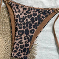 2025 New Arrival European and American Leopard Print Halter Bikini Set for Women, Sexy Swimsuit