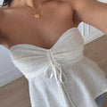 Ladies Solid Color Knitted Tube Top with Front Bow Tie | SAMAG