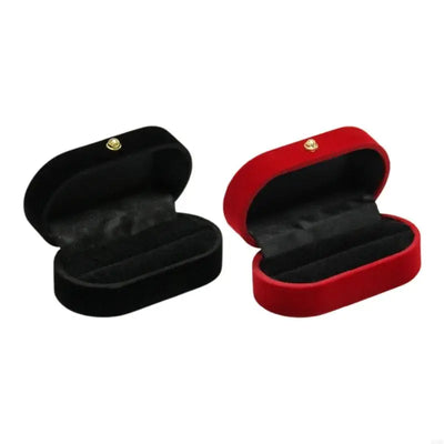 A52E Portable Double Ring Box Velvet Jewelry Proposal Engagement Bands Display Holder Wedding Storage for Case | SAMAG