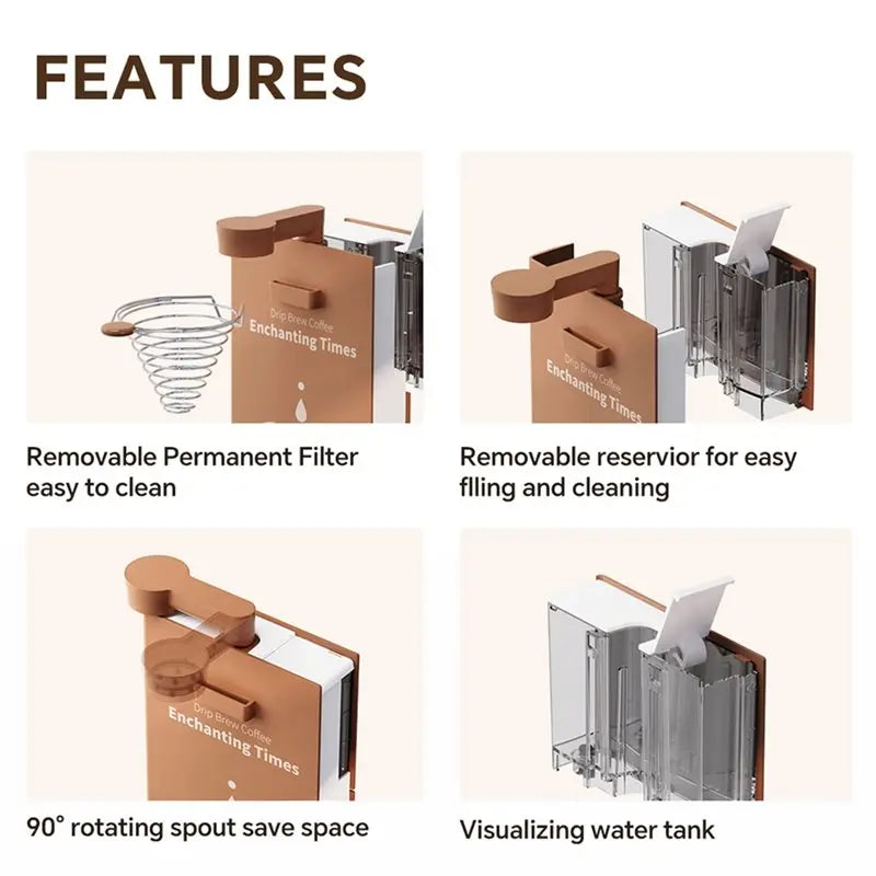 B01C-Portable Electric Foldable Pour Over Coffee Maker Machine For Home Automatic Tea Brewing Function US Plug Included Brewer A