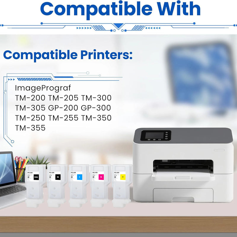 5pack PFI-320 Refillable Ink Cartridge For Canon - Visuel 2 | SAMAG