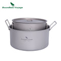 Boundless Voyage 2L 5L Big Capacity Soup Pot Titanium Camping Pot with Lid Folding Handle for Hiking Picnic Outdoor Cooking Pot